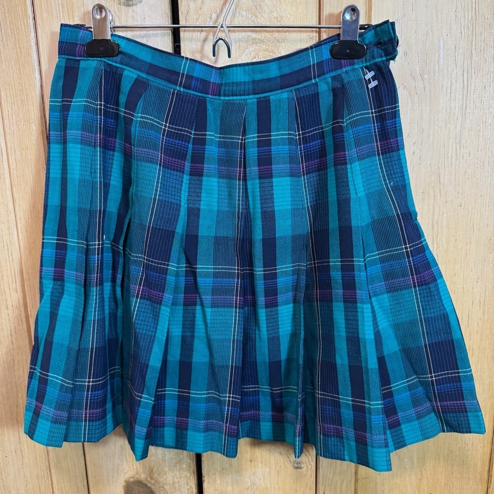 Pendleton Vintage 1990s Wool High Rise Plaid Pleated Mini School Skirt